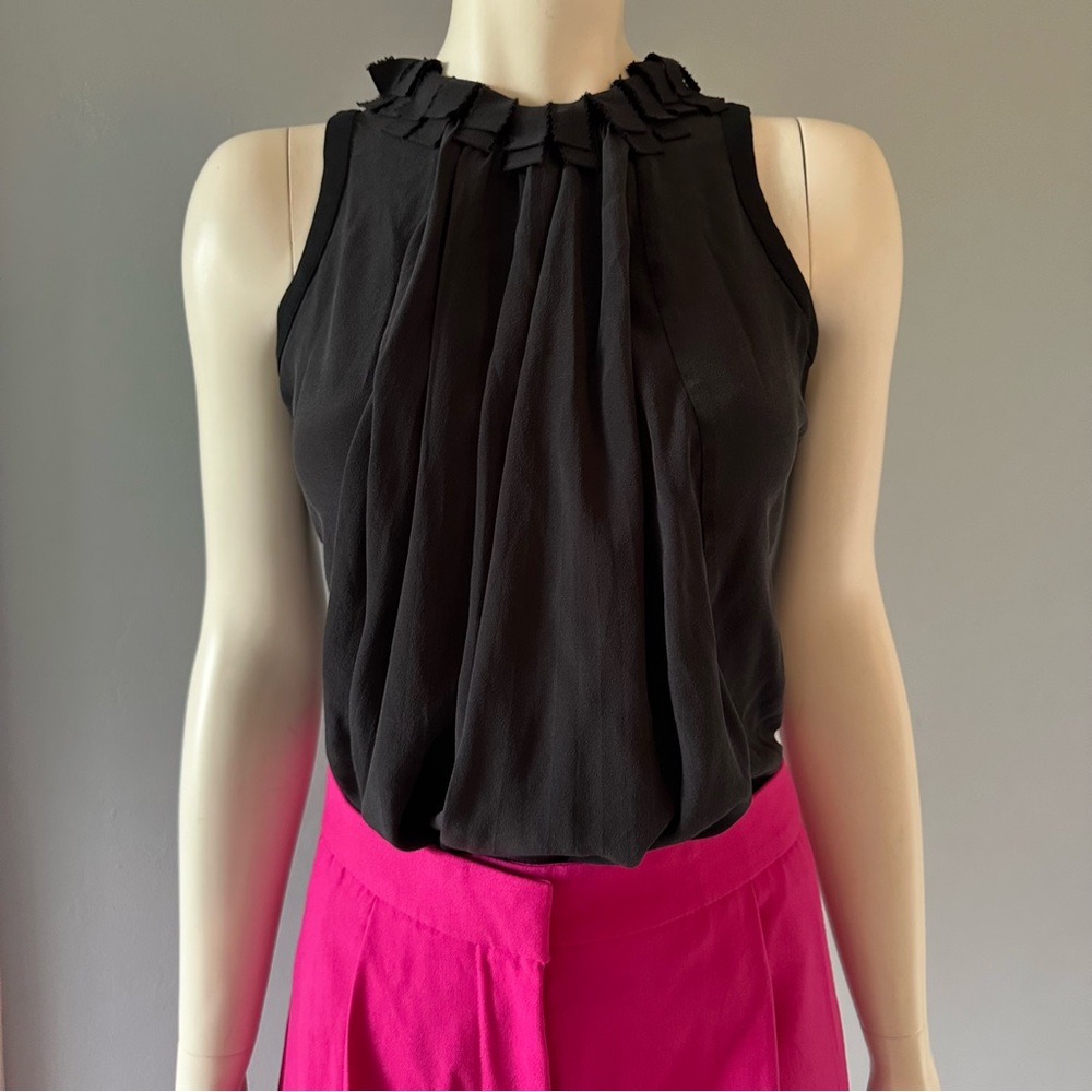 Fendi Mock Neck Ruffle Sleeveless Top